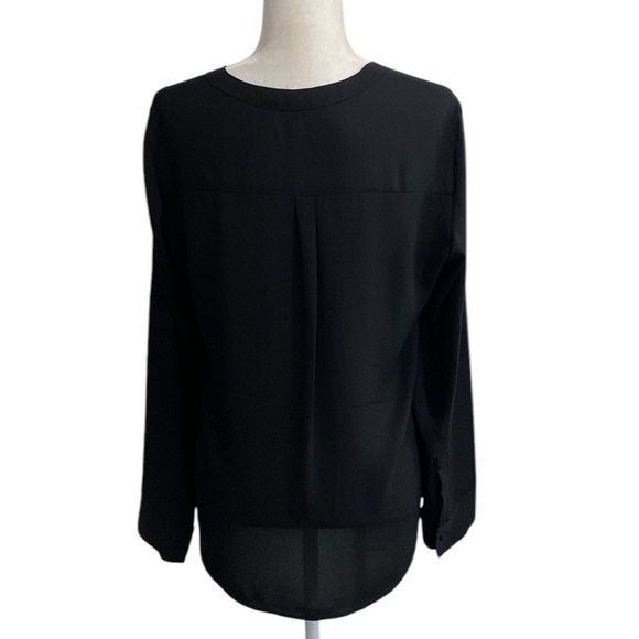 Express Black Portofino V-Neck Button Front Detail Blouse Top Shirt Fall Boho - Picture 9 of 16